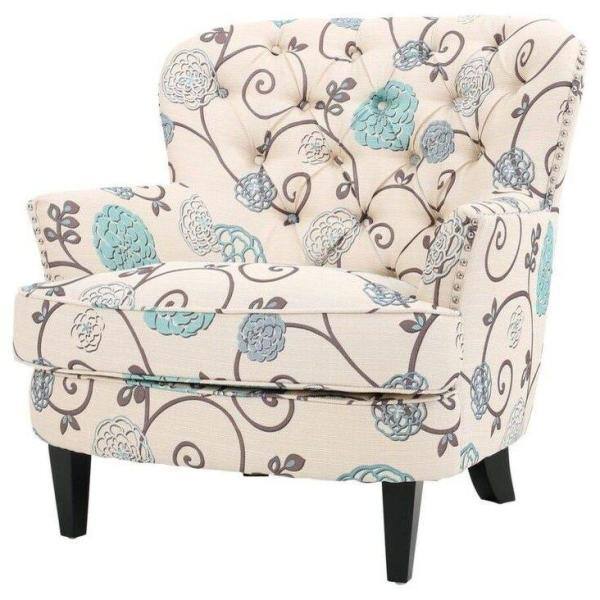 tafton dark blue fabric tufted club chair