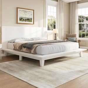 Harper & Bright Designs Oak(Yellow) Wood Frame Queen Size Platform