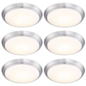 Brushed Nickel Selectable LED Flush Mount Ceiling Light，5W 100 Watt Equivalent(6-Pack)