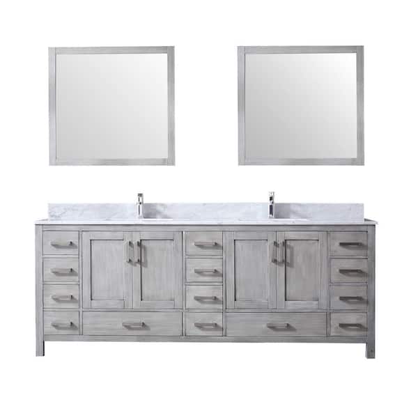 Jacques 84 in. W x 22 in. D Distressed Grey Double Bath Vanity without Top