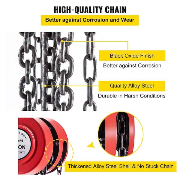 VEVOR 2-Ton Hand Chain Hoist 4400 lbs. Capacity and 7 ft. Lift