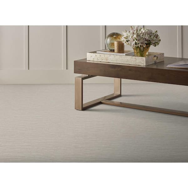Perfect Breeze Mist Gray 13.2 ft. 35.39 oz. Nylon Texture Installed Carpet