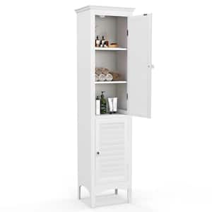 15 in. W x 13 in. D x 63 in. H White Tall Bathroom Linen Cabinet Narrow with 2 Doors & Adjustable Shelf