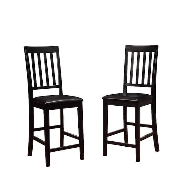 Linon Home Decor Cayman 24 in. Black Cushioned Bar Stool (Set of 2)