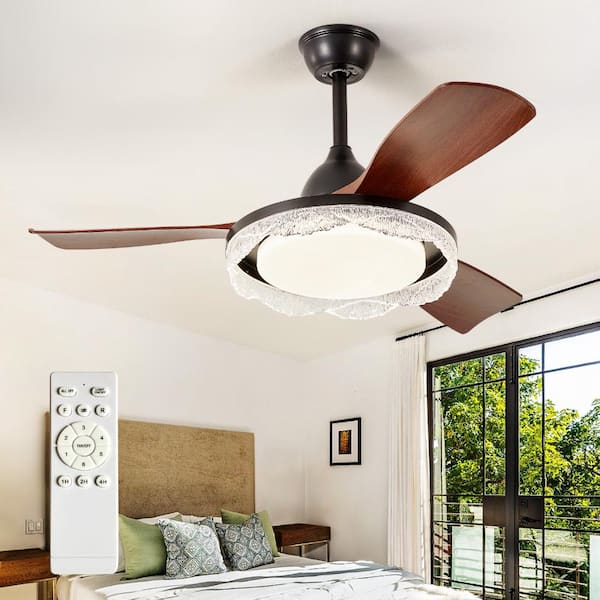 Depuley 42 in Walnut 3-Blade Downrod Mount Modern Ceiling Fan with ...