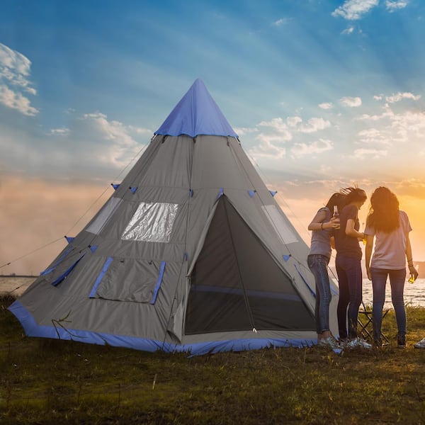 Festival Outdoor Camping Teepee Tent Sleeps 6 Blue Colour RRP £299 