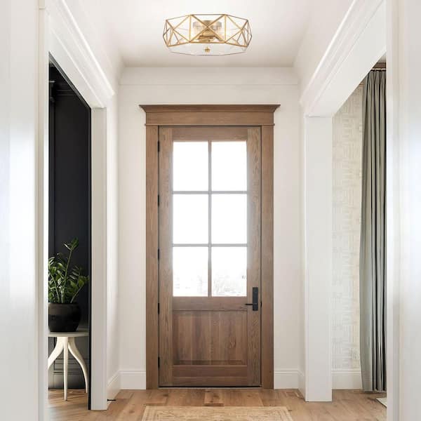 16.93 in. 4-Light Brass Dust Unique/Statement Geometric Flush Mount