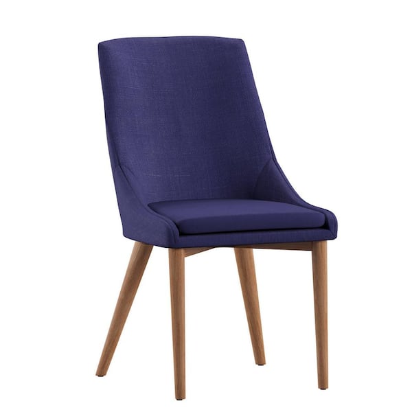HomeSullivan Blue Oak Barrel Back Linen Upholstered Dining Chairs (Set of 2)