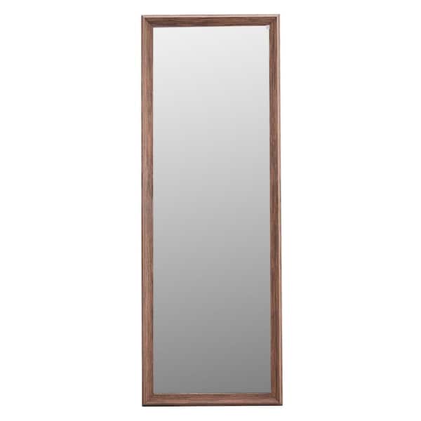 Unbranded 22.8 in. W x 65 in. H Rectangular Solid Wood Frame Full Body Brown Mirror