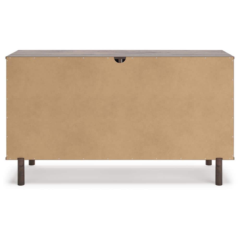 Dark Brown 6-Drawer Walnut Wood Dresser with Goldtone Handles