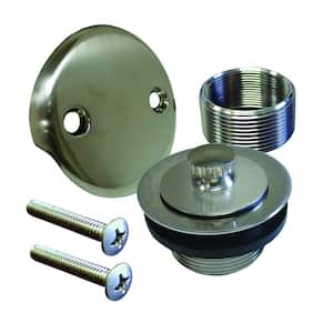 Lift and Turn Bath Tub Drain Conversion Kit with 2-Hole Overflow Plate in Brushed Nickel