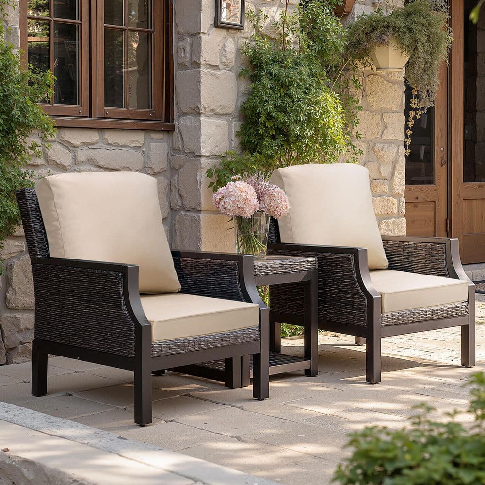 21 in. x 22 in. x 3.5 in. Outdoor Couch Cushion Set in Beige 2 Pieces Patio Replacement Deep Seat Cushions with Straps price history on PriceWatchPro