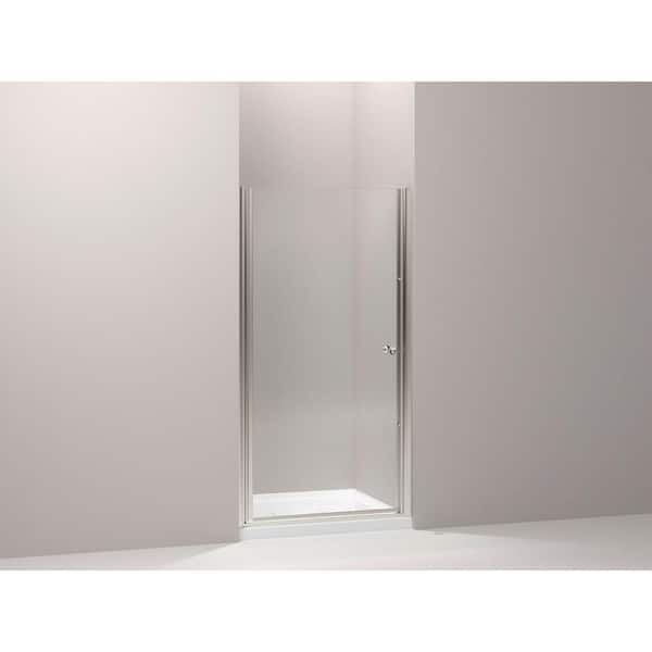KOHLER Fluence 32-3/4 in. x 65-1/2 in. Semi-Frameless Pivot Shower Door in Matte Nickel with Handle