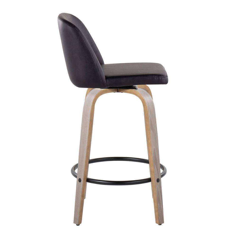 Toriano Gray and Black Swivel Counter Stool Set