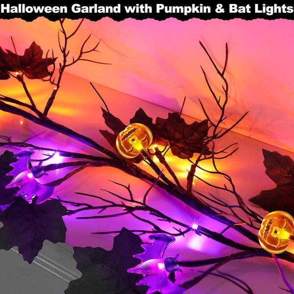 Halloween Vine Garland 9 ft. Black Maple Leaves Artificial Foliage