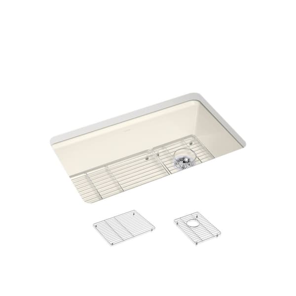Riverby 33 in. drop-in single-bowl kitchen sink in Biscuit