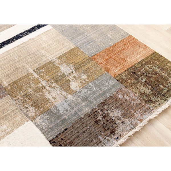 Solvyn Collections 8 ft. x 10 ft. Beige Geometric;Distressed;Tribal/Southwestern Indoor Area Rug