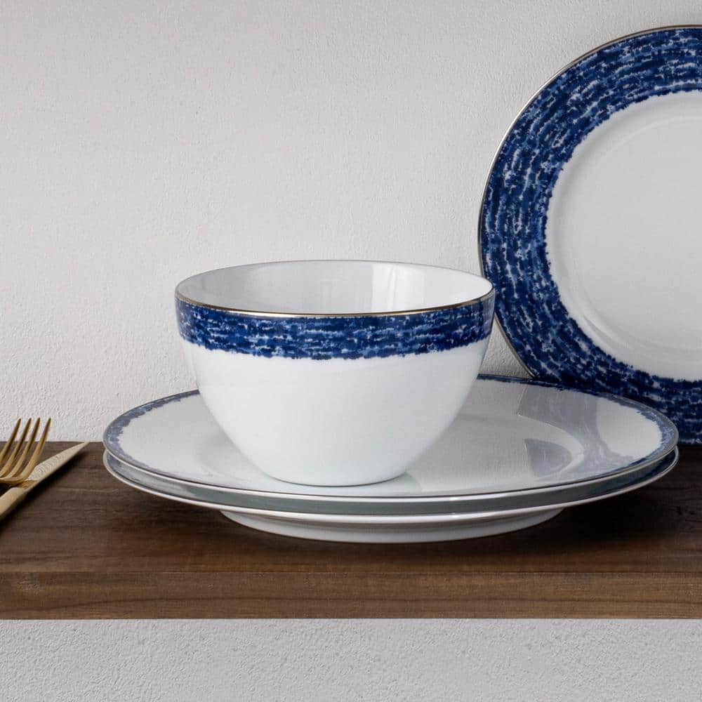 Blue and White Ceramic Cereal Bowls Set of 4
