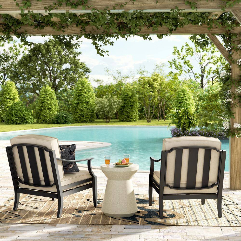 Egg-Shaped Beige Wicker Patio Chair with Cushions