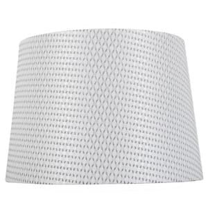 Mix and Match 14 in. Diax 10 in. H White with Silver Pattern Round Table Lamp Shade