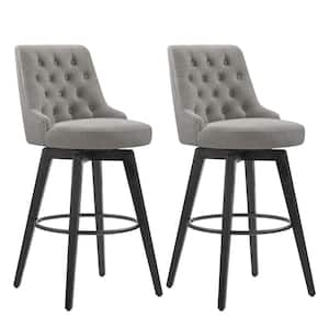 Haynes 30 in. Flint Gray High Back Metal Swivel Bar Stool with Fabric Seat ( Set of 2)