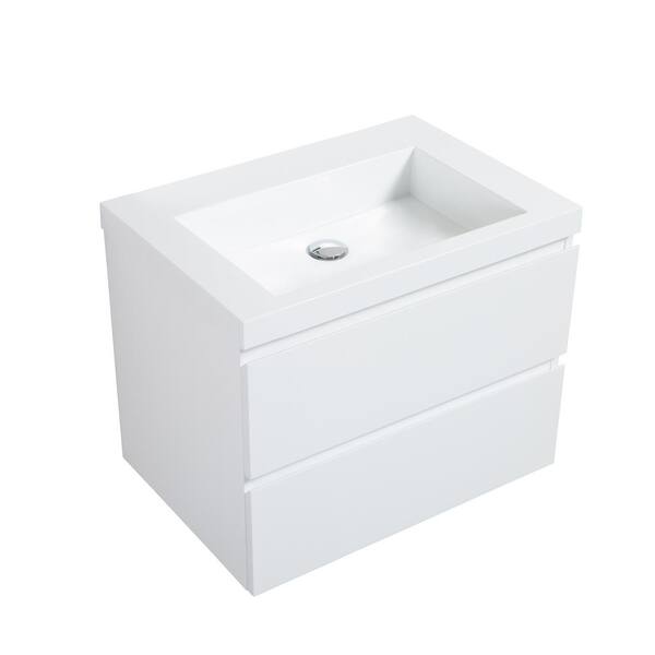 Buy Caen 24 Inch Wall-Mount Modern Bathroom Vanity Set High Glossy White  RS-DM600-HGW on , FREE SHIPPING