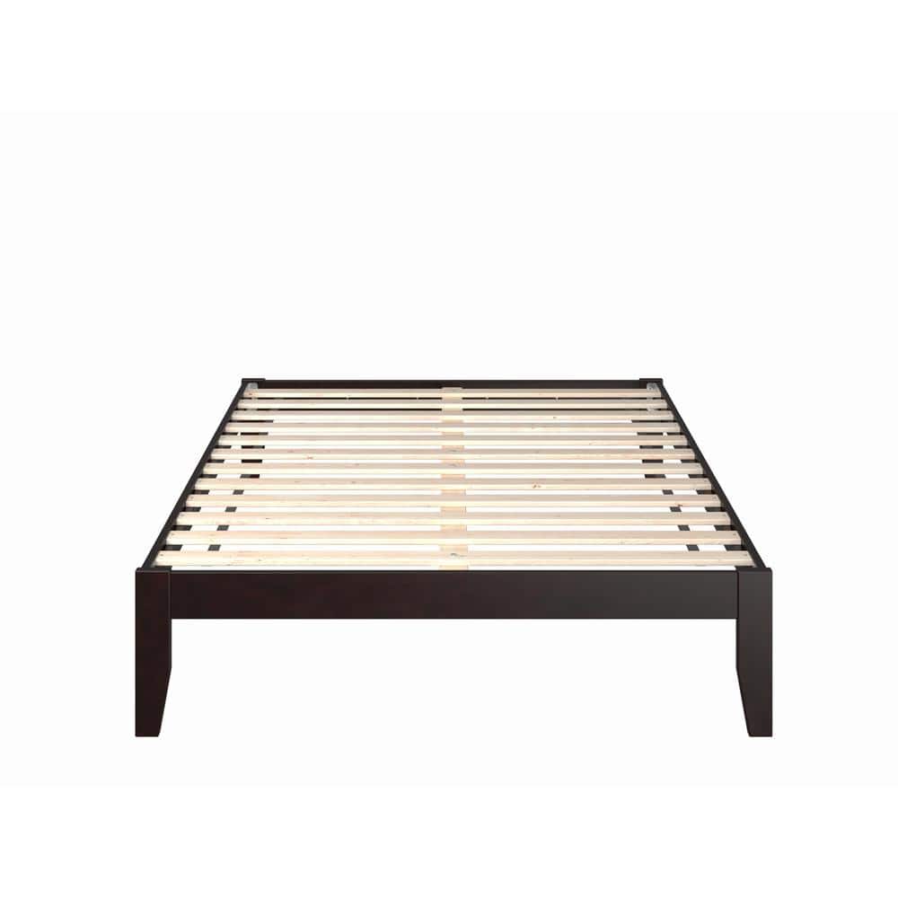 Espresso Wood Full Platform Bed with Charging Station