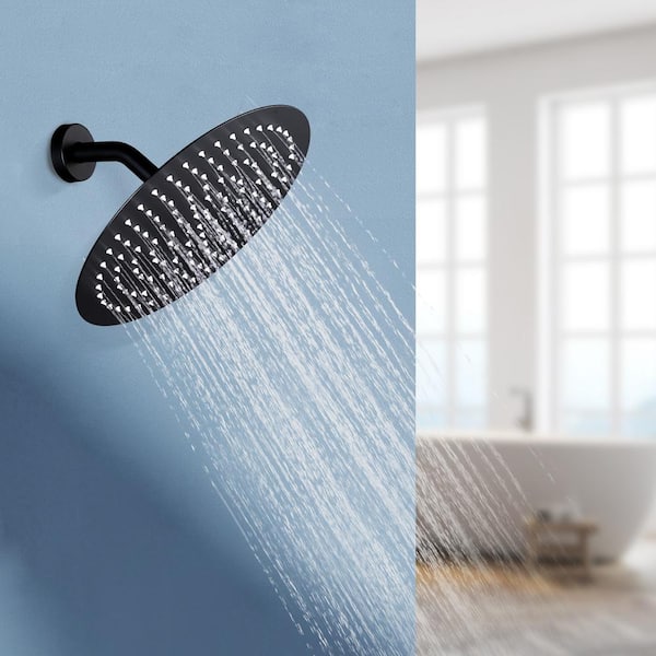 1-Spray Patterns with 1.8 GPM 12 in. Wall Mount Rain Fixed Shower Head in Matte Black