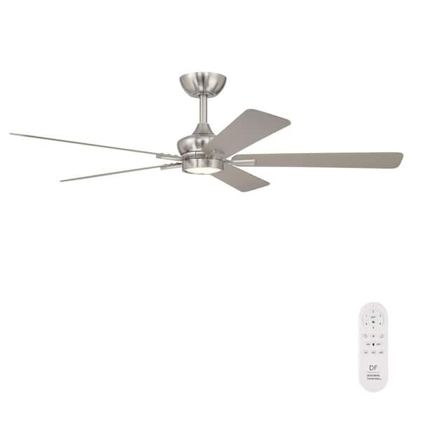 Rossby 52 in. Indoor Brushed Nickel Transitional Ceiling Fan with Integrated 3000K LED with Remote Control Included