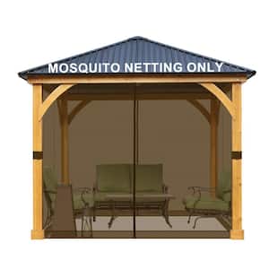 10 ft. x 10 ft. Universal Replacement Mosquito Netting for Patio Gazebos with Zippers (Mosquito Net Only) - Brown