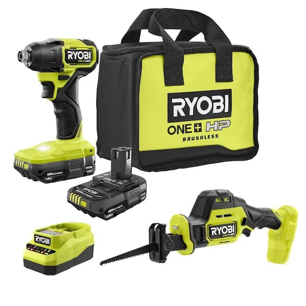 ONE+ HP 18V Brushless Cordless Compact 1/4 in. Hex Impact Driver Kit w/ (2) Batteries, Charger, & Brushless Recip Saw