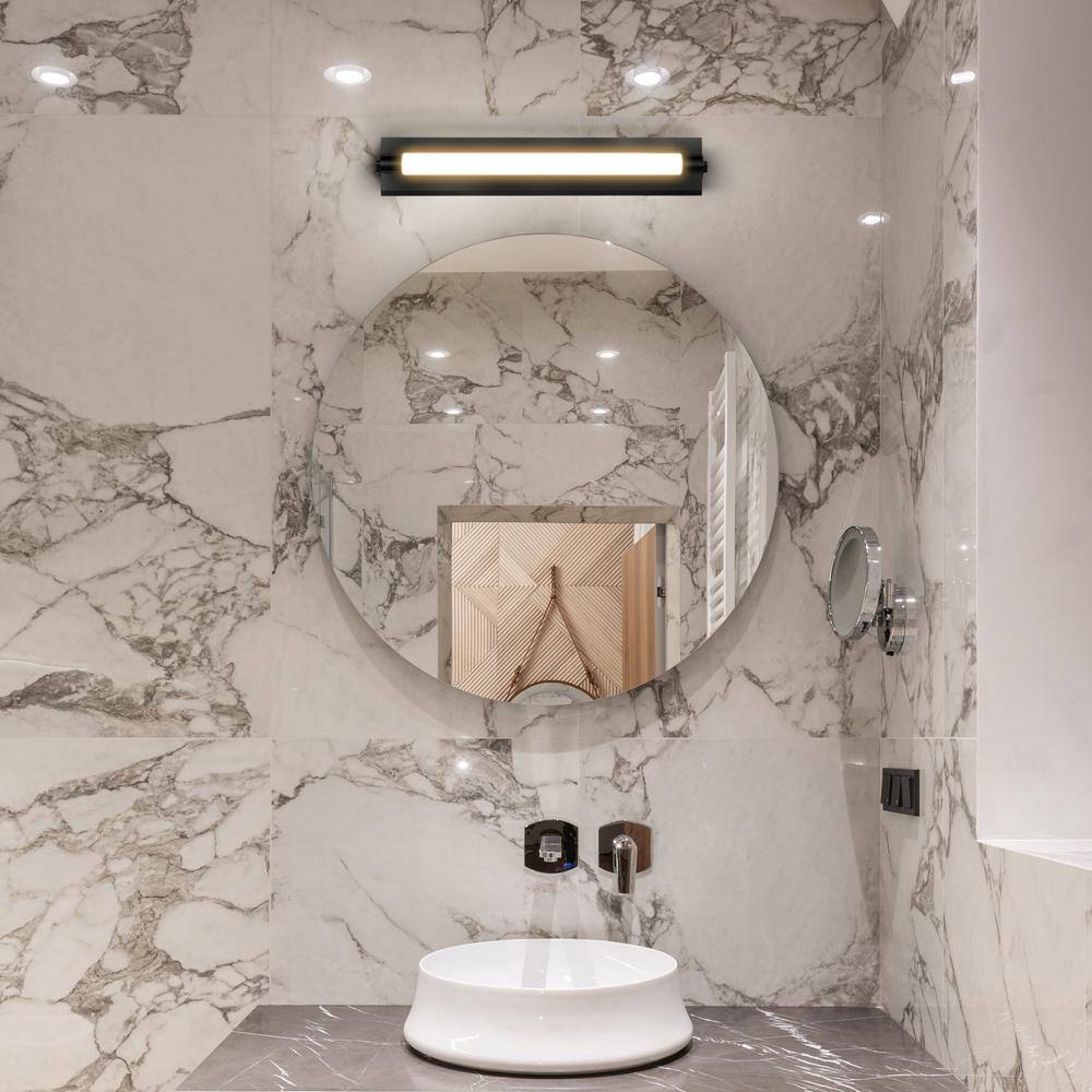 Procyon Sleek 24" Black Integrated LED Bathroom Wall Light