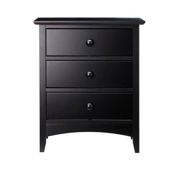 Unbranded Hawthorne 3-Drawer Nightstand in Black