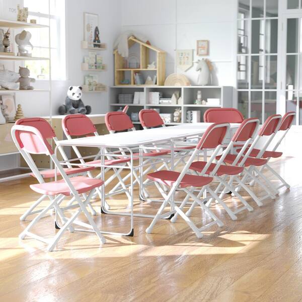 Flash Furniture Kids Burgundy Plastic Folding Chair YKIDBY - The