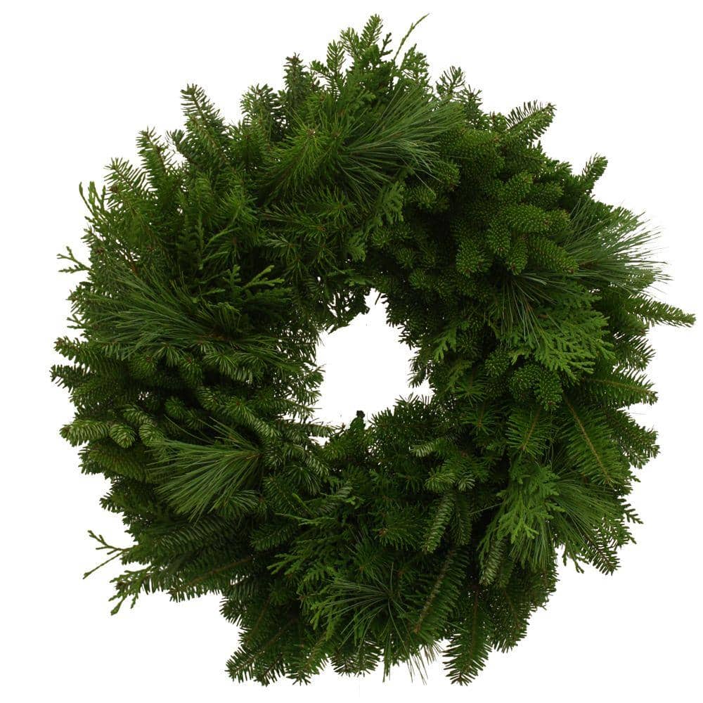 Worcester Wreath 24 in. Balsam Mixed Greens Fresh Wreath Multiple Ship Weeks Available 24MIXED WR 4 The Home Depot