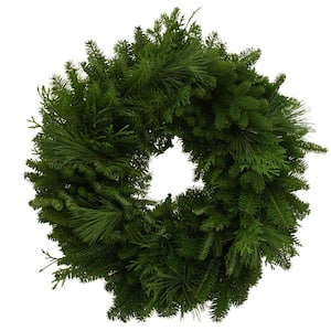 24 in. Balsam Mixed Greens Fresh Wreath : Multiple Ship Weeks Available