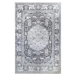 Copley Charcoal 7 ft. 6 in. x 9 ft. 6 in. Oriental Medallion Modern Polyester Area Rug