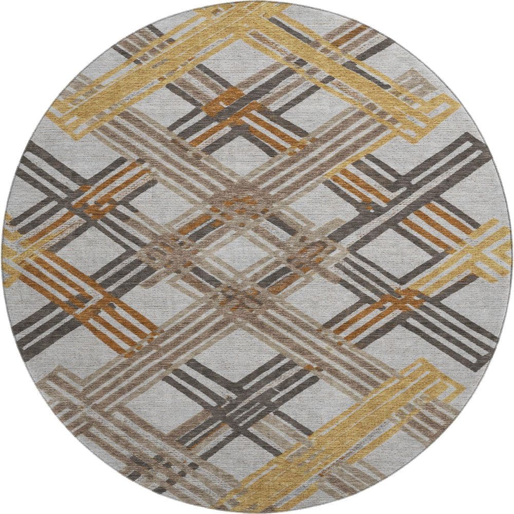 Mayfield Premium Machine Washable Abstract AMF2452 Gray 8 ft. x 8 ft. Round Rug price history on PriceWatchPro
