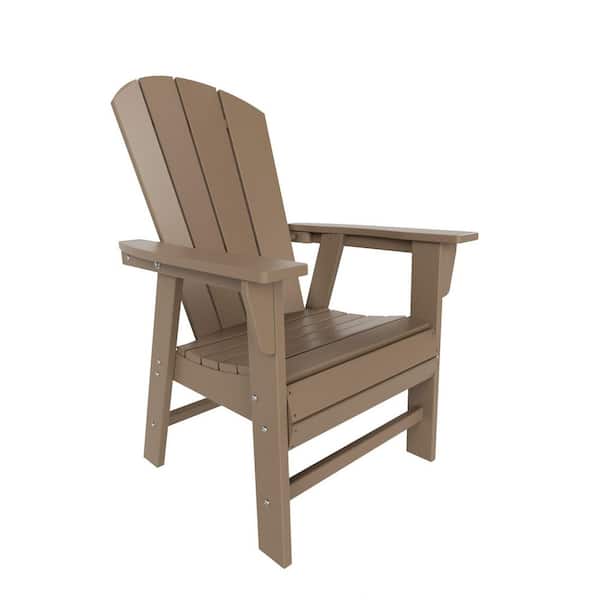 WESTIN OUTDOOR Laguna Outdoor Patio Fade Resistant HDPE Plastic Adirondack Style Dining Chair with Arms in Weathered Wood