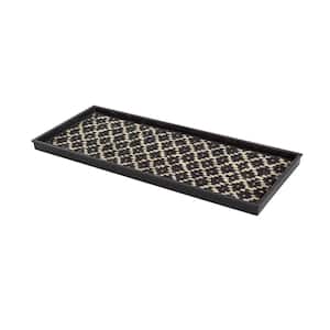 34.5 in. x 14 in. x 1.5 in. Natural and Recycled Rubber Boot Tray with Black and Ivory Coir Insert