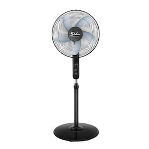 Black Standalone 3-Speed 16 in. Floor Fan with Remote Control