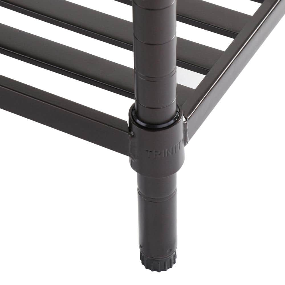 Adjustable Black 3-Tier Metal Slat Shelving Rack