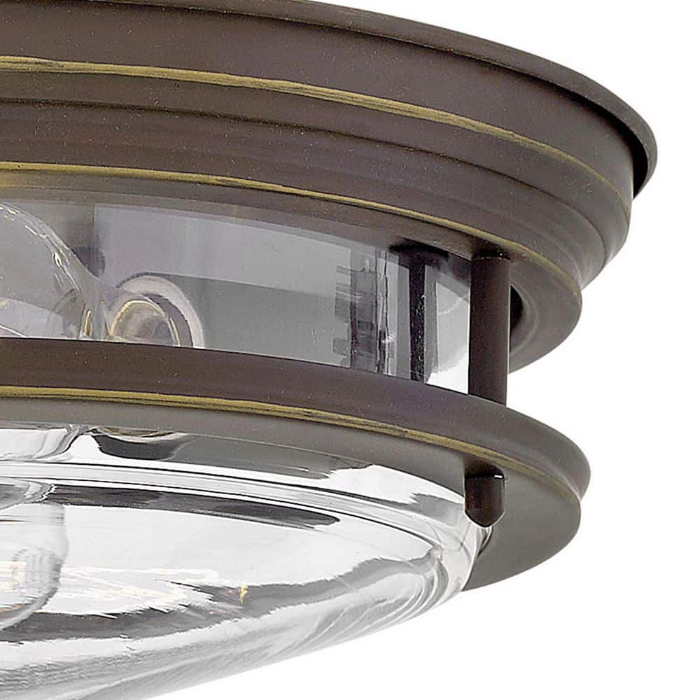 Elegant Hadley 2-Light Flush Mount in Oil Rubbed Bronze with Clear Glass
