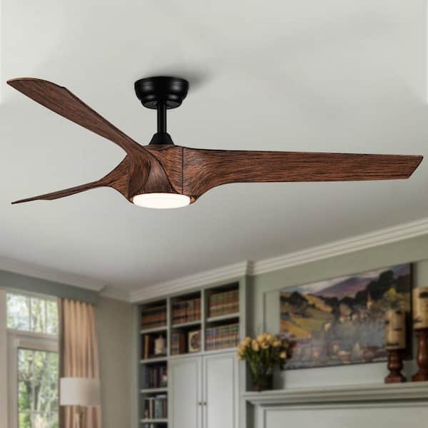 Avex 56 in. Black Brown Standard Ceiling Fan with Remote Control and Dimmable Integrated LED