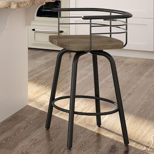 Brisk 30 in. Semi-Transparent Metal Beige Wood Bar Stool