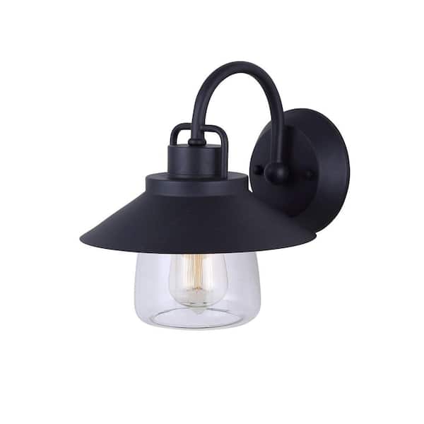 CANARM Colorado 1-Light Black Outdoor Wall Lantern Sconce with Clear Glass