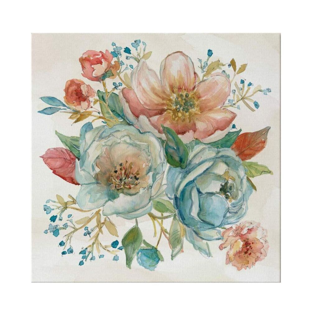 Pink Rose Garden Flower Multicolor Unframed Canvas Art Print 16 in. x ...