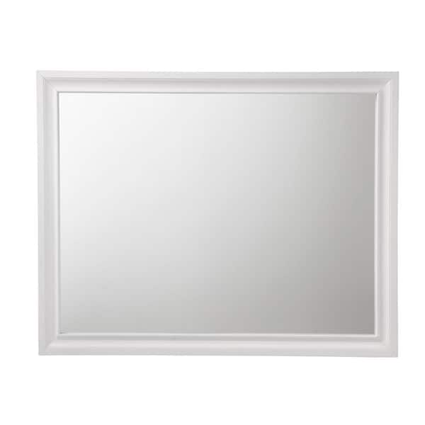 Acme Furniture Naima 1 in. x 36 in. Modern Rectangle Framed White Decorative Mirror
