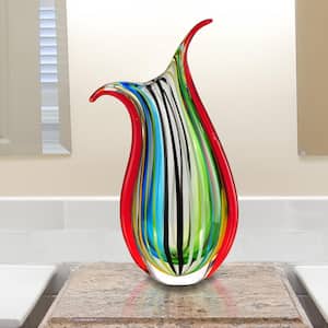 16.5 in. Cambay Multi-Colored Hand Blown Art Glass Vase