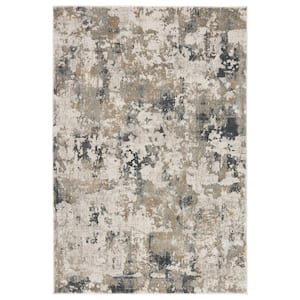 Machine Made White Sand 5 ft. 3 in. x 7 ft. 6 in. Abstract Area Rug